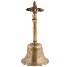Handmade Gold Brass Religious Prayer Hand Bell Carved Handle