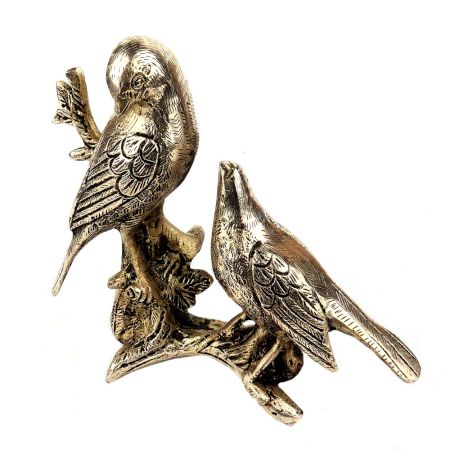 Handmade Silver Brass Bird Couple Statue For Home Decoration