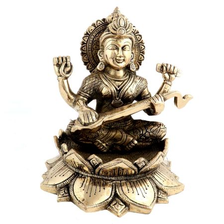 Metallic Idol Goddess Saraswati