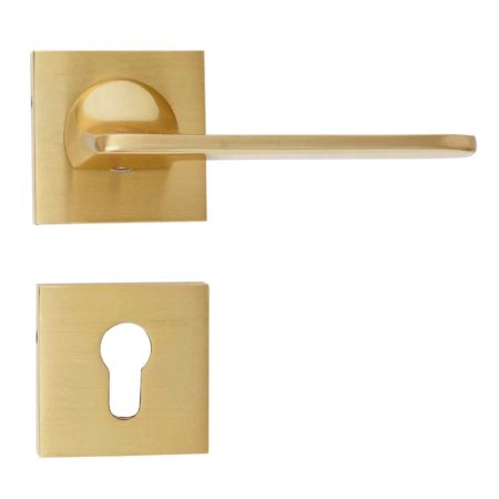 Handmade Satin Brass Modern Mortise Door Handle Set