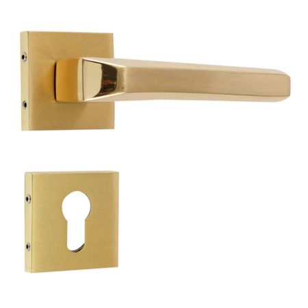 Handmade Satin Gold Finish Mortise Door Lock Handle Set