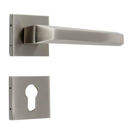 Handmade Silver Polish Brass Mortise Door Lock Handle Set