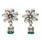 Handmade Oxidized Silver Jhumki With Big Flower Stud With Green Bead Hangings