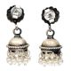 Handmade Oxidized Silver Floral Jhumka Earrings With Pearl Hangings For Women And Girls