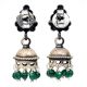 Handmade Oxidized Silver Jhumki Earrings  Grape Cluster And Green Bead Hanging
