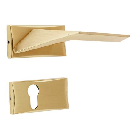 Handmade Golden Finish Mortise Door Lock Handle Set