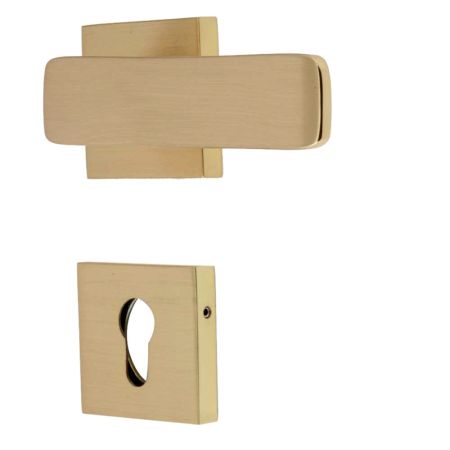 Handmade Golden Brass Modern Mortise Door Lock Handle Set