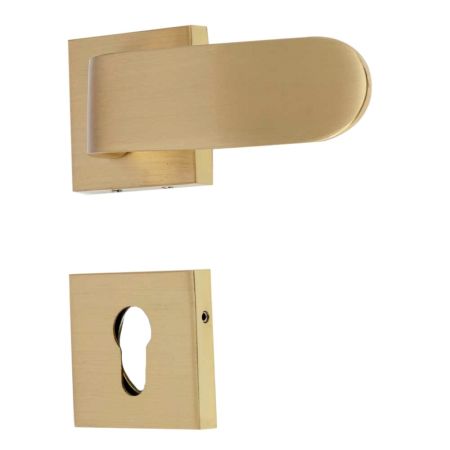 Handmade Solid Brass Brushed Yellow Gold Mortise Door Lock Handle Set