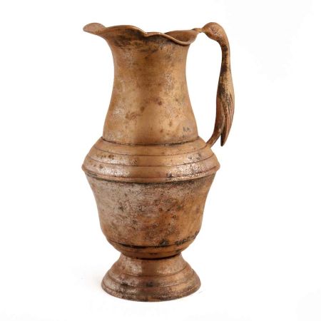 Handmade Brown Patina Rich Brass Jug Or Pitcher With Bird Handle