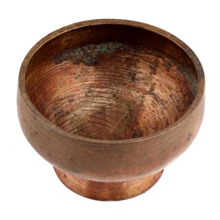 Handmade Brown Brass Bowl With An Elevated Round Base