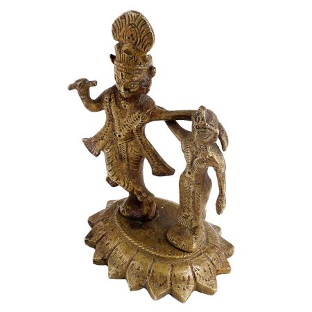 Standing Radhe Krishna Idol In Brass For Awesome Couple Gifting