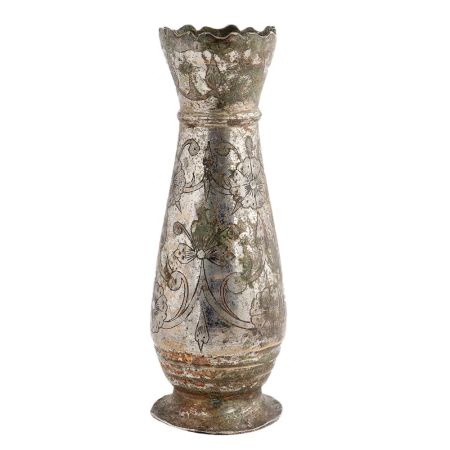 Brass Vintage Used Flower Pot With Carving Work