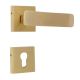 Handmade Golden Brass Modern Mortise Door Lock Handle Set