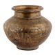 Handmade Antique Gold Brass Pot Or Lota With Floral Carvings