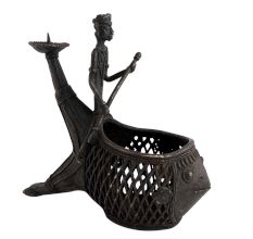 Tribal Fish Candle Stand With Man Jali Work