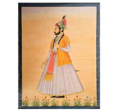 Indian Canvas Painting Of Mughal Emperor Jahangir