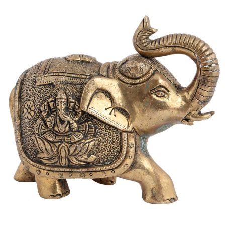 Elephant With Figure Laxmi & Ganesha Big