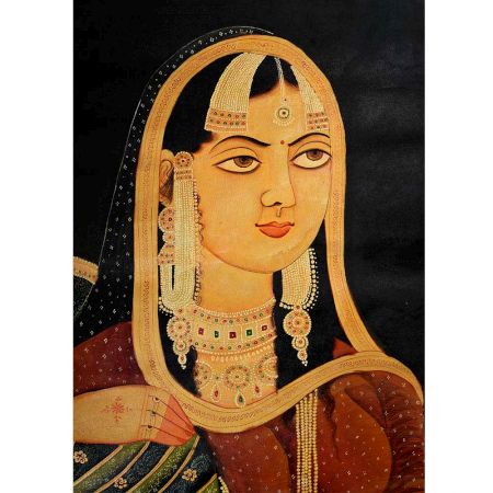 Canvas Mughal Painting Of Indian Queen Empress