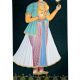 Fine Canvas Painting Of Indian Mughal Queen Holding A flower In Hand