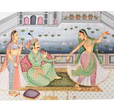 Handmade Mughul Empire Harem Dance And Wine Scene Painting