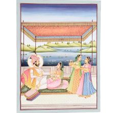 Handmade Canvas Mughal Period Harem Folk Painting