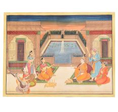 Handmade Mughal Canvas painting Of Royal Beloveds