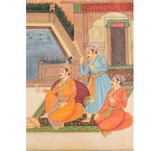Handmade Mughal Canvas painting Of Royal Beloveds