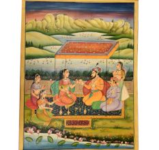 Handmade Canvas Painting of Durbar Scene Of Mughal Empire