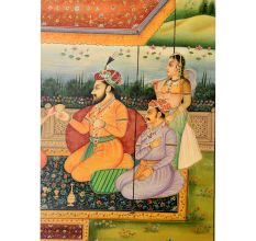 Handmade Canvas Painting of Durbar Scene Of Mughal Empire