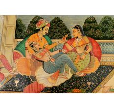 Handmade Mughal Canvas Painting Of Mujra To Entertain the King