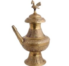 Handmade Antique Brass Indo Persian Tea pot With Bird On lid