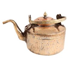 Handmade Brown Copper Kettle Tea Pot With Hammered Design