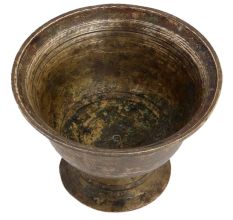 Handmade Brown Patinated Brass Serving Bowl On Stand