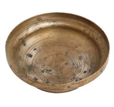 Handmade Antique Brass Footed Bowl  With Thick Rim
