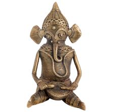 Hand crafted  Brass Ganesha With Dhol Dhokra Art