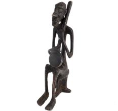 Handcrafted Black Brass African Tribe Musician Elongated Statue