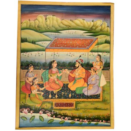 Handmade Canvas Painting of Durbar Scene Of Mughal Empire