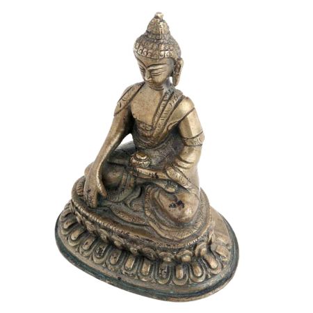 Handmade Antique Black Finish Brass Meditating Buddha Statue