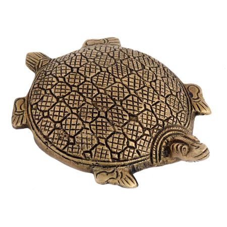 Handmade Golden Polished Brass Metal Turtle Statue