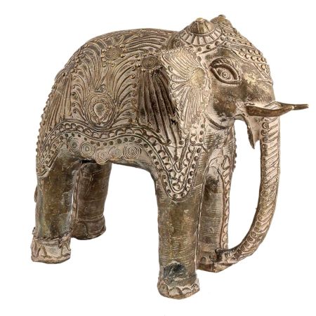 Hand made White Brass Elephant With Tribal Engraved Design