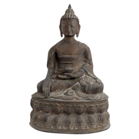 Handmade Brown Brass Buddha Statue In Bhumisparsha Mudra
