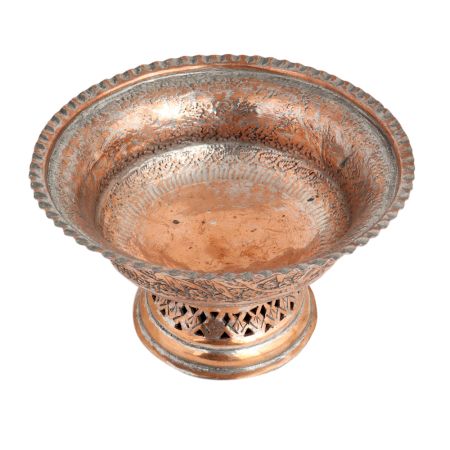 Handmade Orange Copper Leafy Patter Bowl Incense Burner