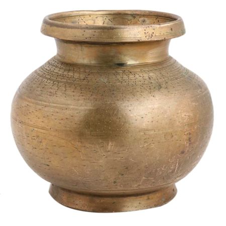 Handmade Solid Golden Brass Water Pot On a Round Base