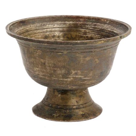 Handmade Brown Patinated Brass Serving Bowl On Stand
