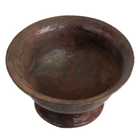 Handmade Brown Brass Fruit Flower Footed Bowl