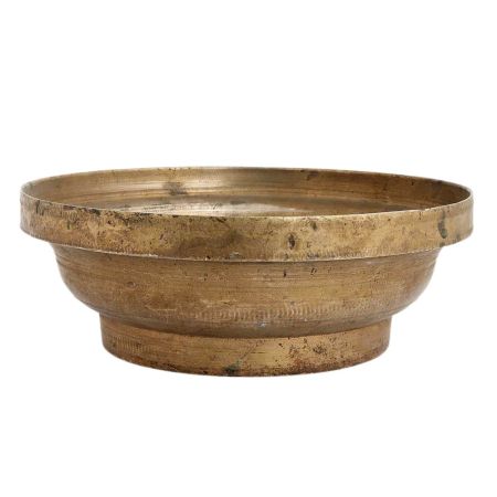 Handmade Antique Brass Footed Bowl  With Thick Rim