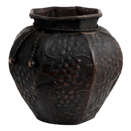 Handmade Black Brass Grapes Bunches Embossed Vase