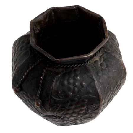 Handmade Black Brass Grapes Bunches Embossed Vase
