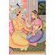 Handmade Canvas Mughal Painting Of Emperor And Queen Romantic Harem Scene
