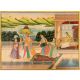 Handpainted Art Hand painted Art Canvas Mughal Painting Of King And Queen Enjoying Wine Canvas Mughal Painting Of King And Queen Enjoying Wine
